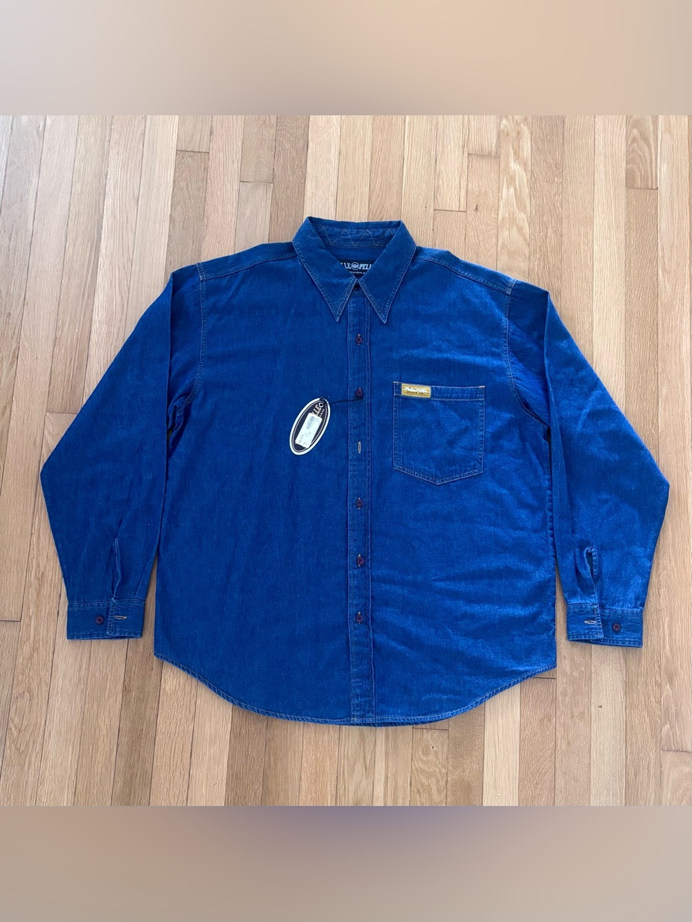 Vintage Pelle Pelle Marc Buchanan Denim Shirt 90s Mens L Indigo Deadstock LS